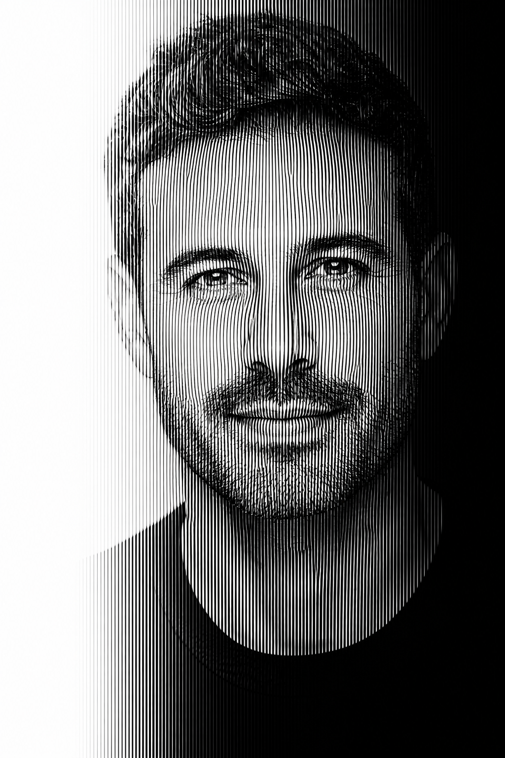 Portrait Op-Art Lignes Verticales
